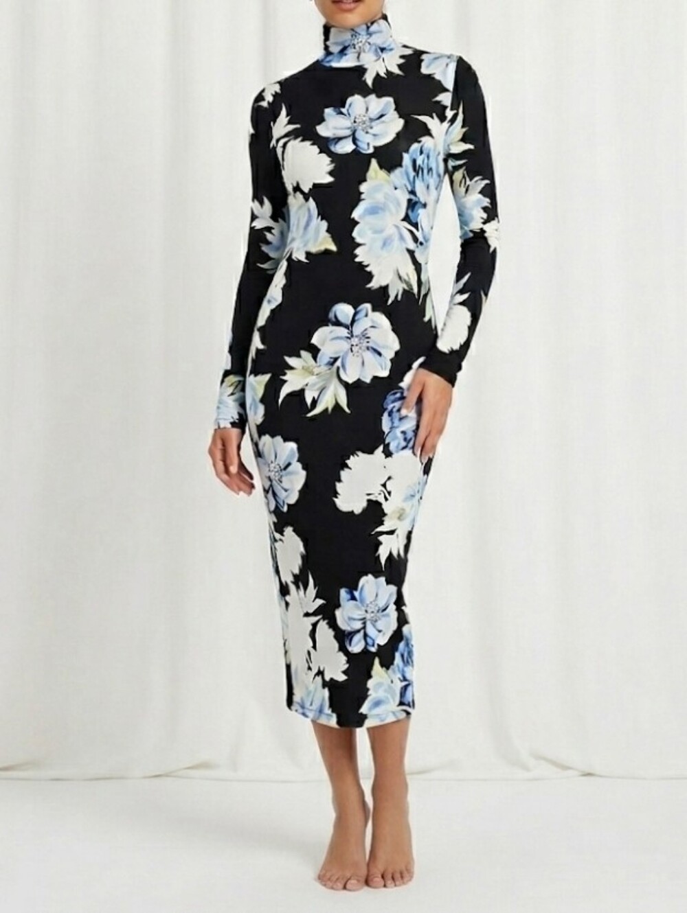 Yumi Kim Deja Vu Dress Size XS Wanderlust‎ Floral Jersey Turtleneck Long Sleeve